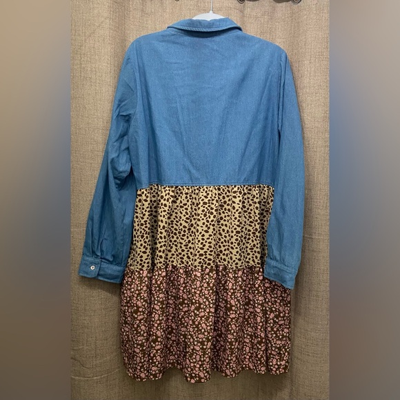 ODDY Blue and Brown Patterned Dress - Picture 7 of 7